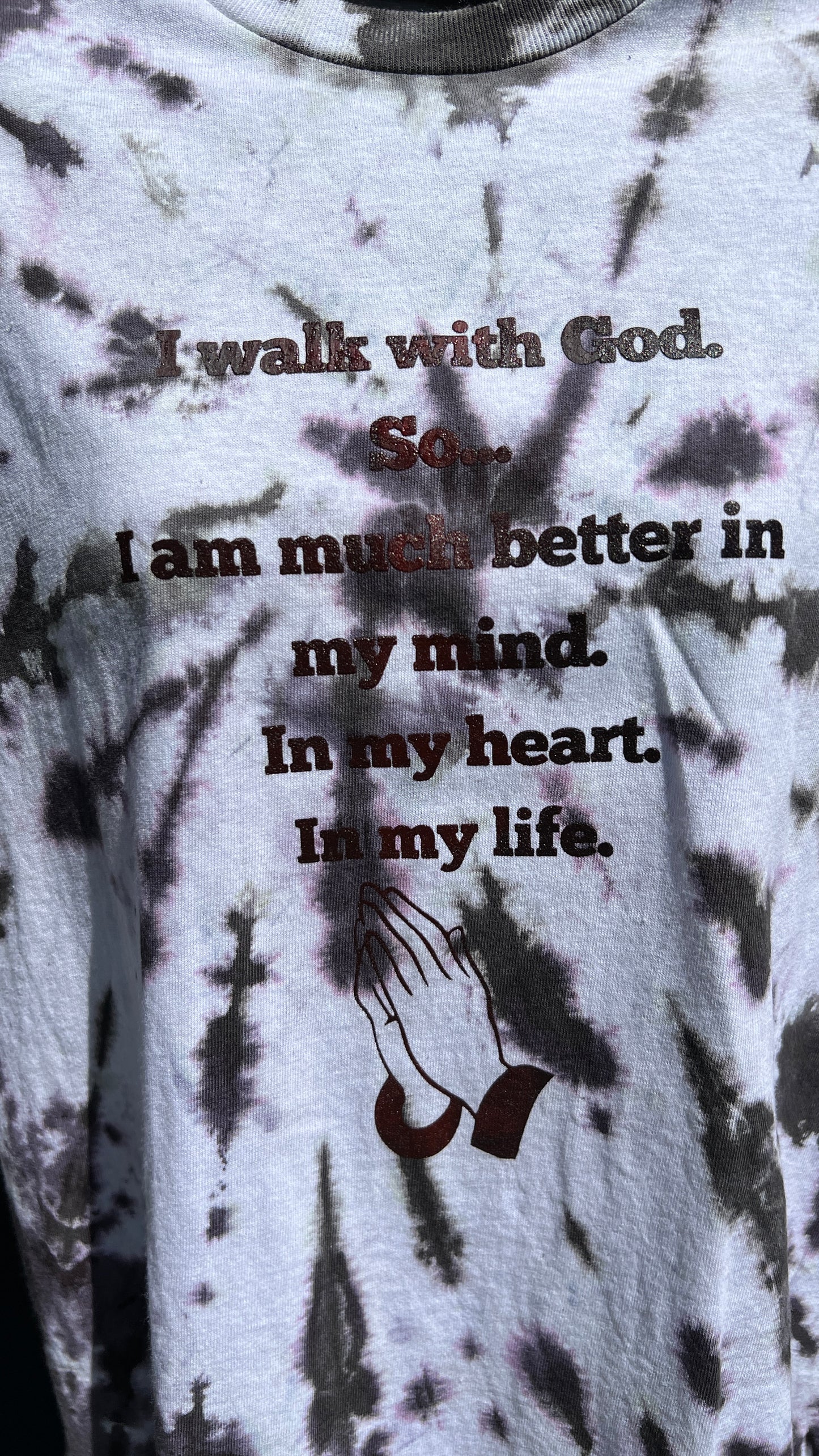 Distressed Black I Walk with God T Shirt