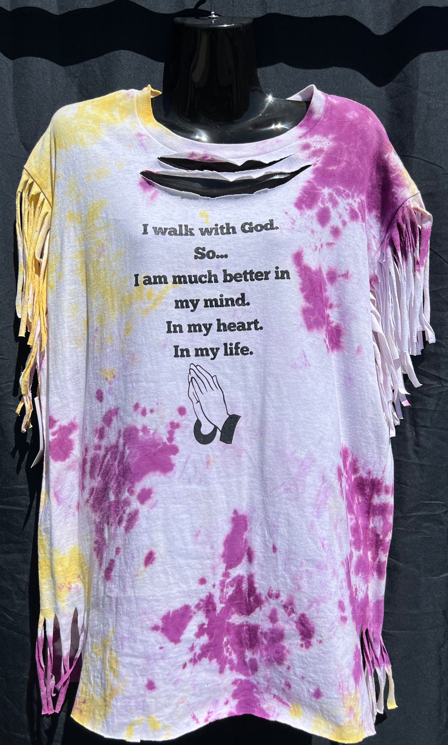 Distressed Purple and Yellow I Walk T Shirt