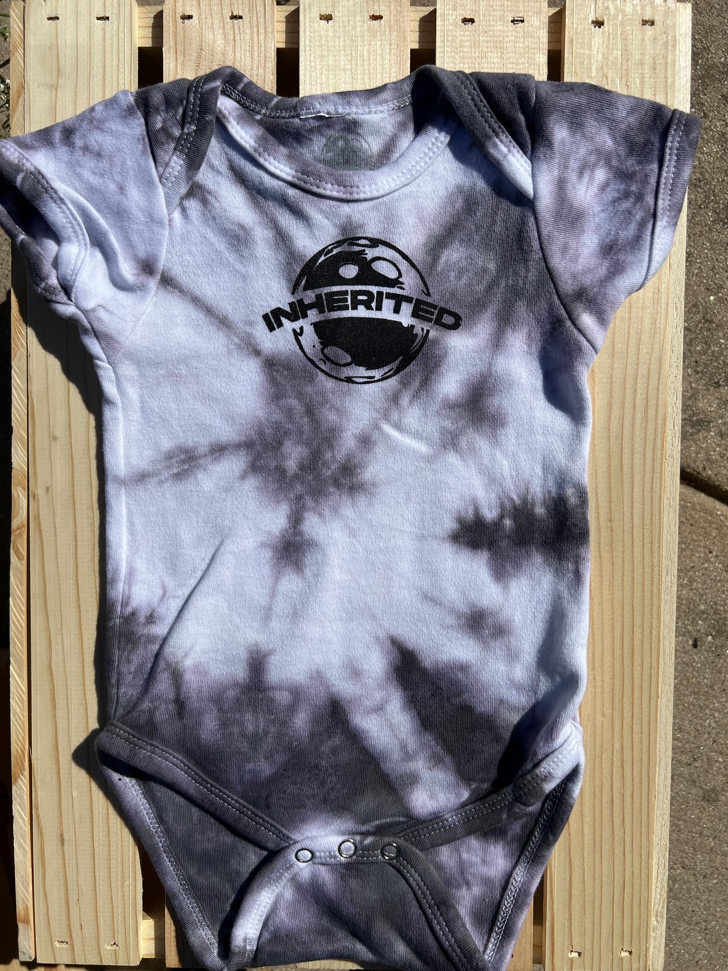 Gray Tie Dye Logo Onesie