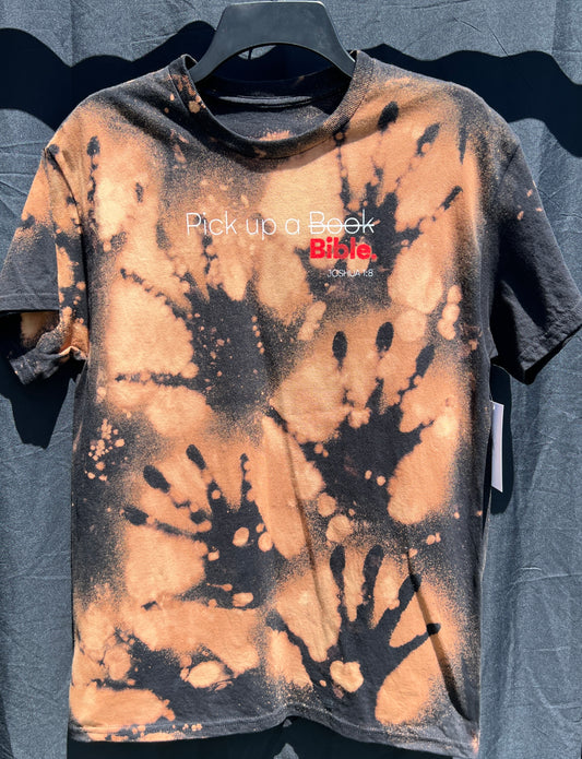 Bleached Hand Print Pick Up Bible T Shirt